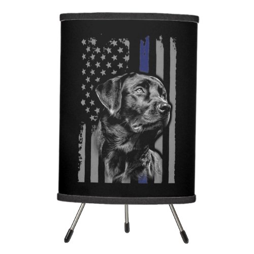 Dog Lover  Black Labrador American Flag Thin Line Tripod Lamp