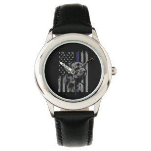 Dog Lover Black Labrador American Flag Thin Line Watch
