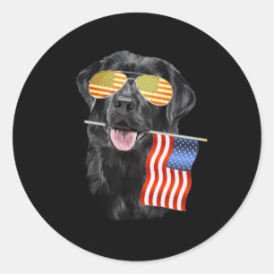 Dog Lover Black Labrador USA American Flag Classic Round Sticker