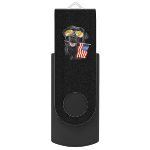 Dog Lover Black Labrador USA American Flag Flash Drive