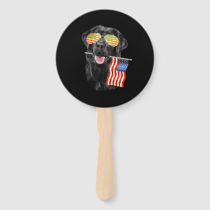 Dog Lover Black Labrador USA American Flag Hand Fan