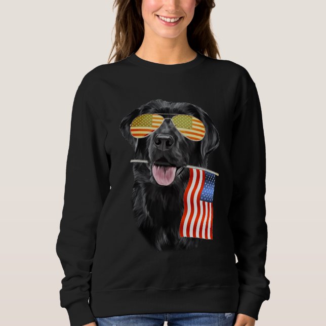 Dog Lover | Black Labrador USA American Flag Sweatshirt (Front)