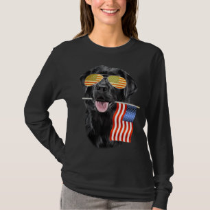 Dog Lover Black Labrador USA American Flag T-Shirt