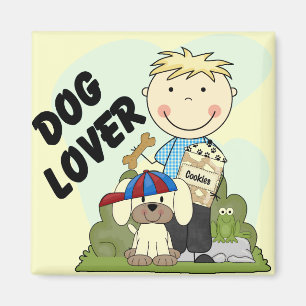 Dog Lover Blond Boy T shirts and Gifts Magnet