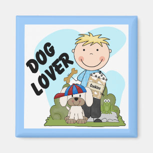 Dog Lover Blond Boy T shirts and Gifts Magnet