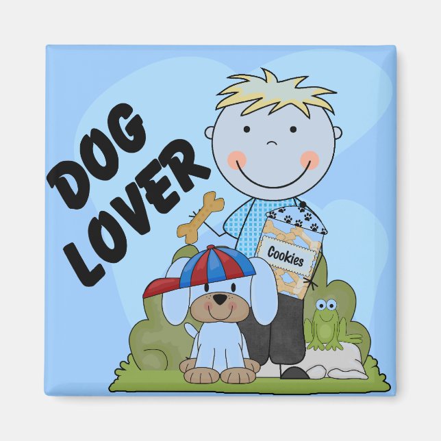 Dog Lover Blond Boy T shirts and Gifts Magnet (Front)
