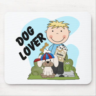 Dog Lover Blond Boy T shirts and Gifts Mouse Pad