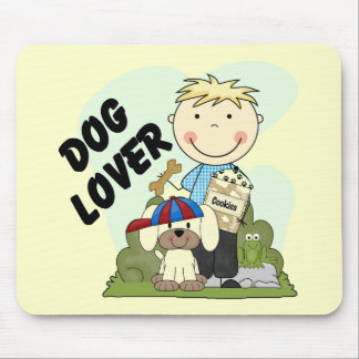 Dog Lover Blond Boy T shirts and Gifts Mouse Pad
