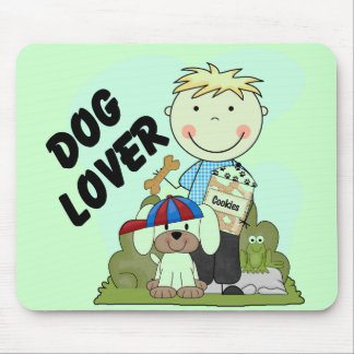 Dog Lover Blond Boy T shirts and Gifts Mouse Pad