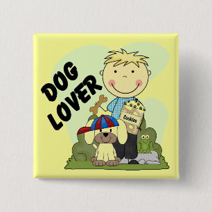 Dog Lover Blond Boy T shirts and Gifts Pinback Button