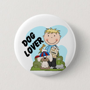 Dog Lover Blond Boy T shirts and Gifts Pinback Button