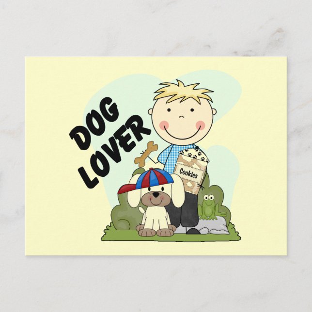 Dog Lover Blond Boy T shirts and Gifts Postcard (Front)