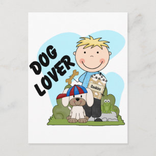 Dog Lover Blond Boy T shirts and Gifts Postcard
