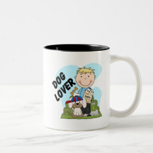 Dog Lover Blond Boy T shirts and Gifts Two-Tone Coffee Mug