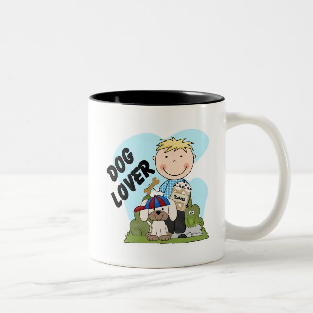 Dog Lover Blond Boy T shirts and Gifts Two-Tone Coffee Mug (Right)