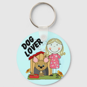 Dog Lover Blond Girl T-shirts and Gifts Keychain