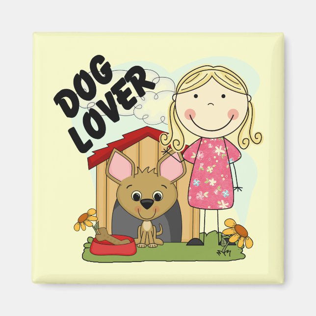 Dog Lover Blond Girl T-shirts and Gifts Magnet (Front)