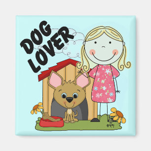 Dog Lover Blond Girl T-shirts and Gifts Magnet
