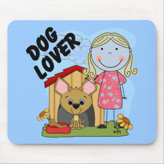 Dog Lover Blond Girl T-shirts and Gifts Mouse Pad