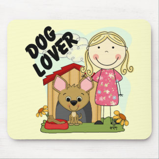 Dog Lover Blond Girl T-shirts and Gifts Mouse Pad