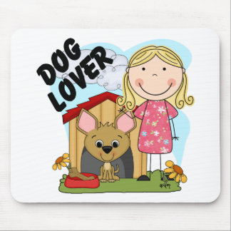 Dog Lover Blond Girl T-shirts and Gifts Mouse Pad
