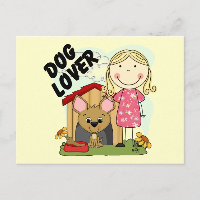 Dog Lover Blond Girl T-shirts and Gifts Postcard (Front)