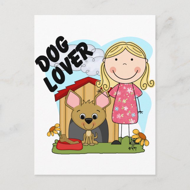 Dog Lover Blond Girl T-shirts and Gifts Postcard (Front)