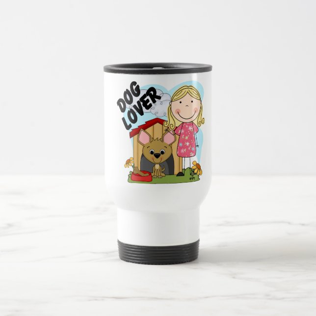 Dog Lover Blond Girl T-shirts and Gifts Travel Mug (Center)