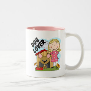 Dog Lover Blond Girl T-shirts and Gifts Two-Tone Coffee Mug