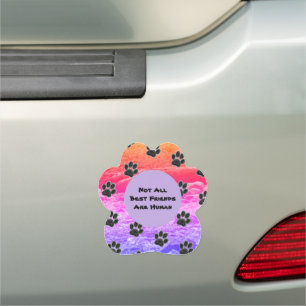 Dog Lover Blue Purple Abstract Puppy Paw Print Car Magnet