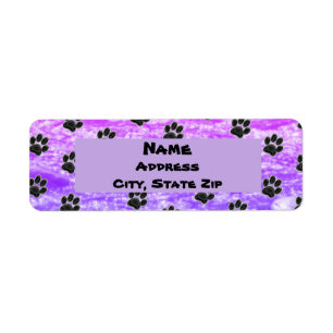 Dog Lover Blue Purple Abstract Puppy Paw Print Label