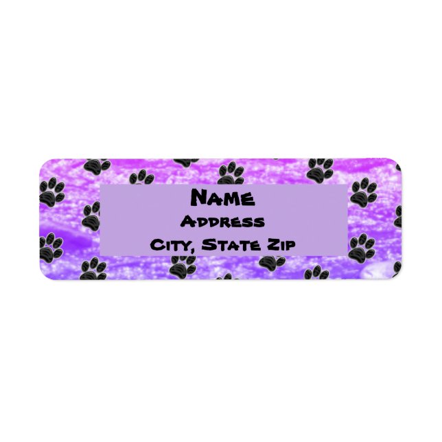 Dog Lover Blue Purple Abstract Puppy Paw Print  Label (Front)