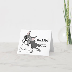Dog lover Boston Terrier Letterpress Thank You Card
