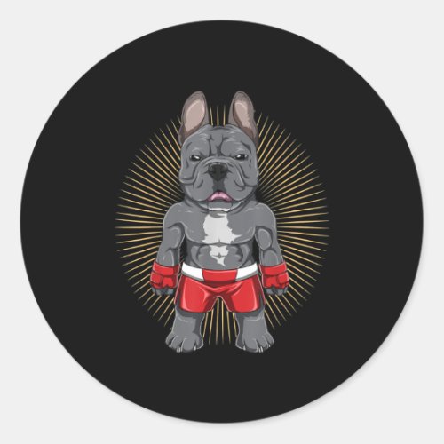 Dog Lover  Brave French Bulldog Fighter Classic Round Sticker