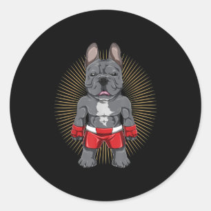 Dog Lover   Brave French Bulldog Fighter Classic Round Sticker