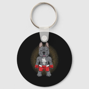 Dog Lover Brave French Bulldog Fighter Keychain