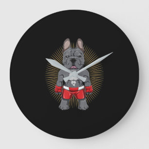 Dog Lover   Brave French Bulldog Fighter Large Clock