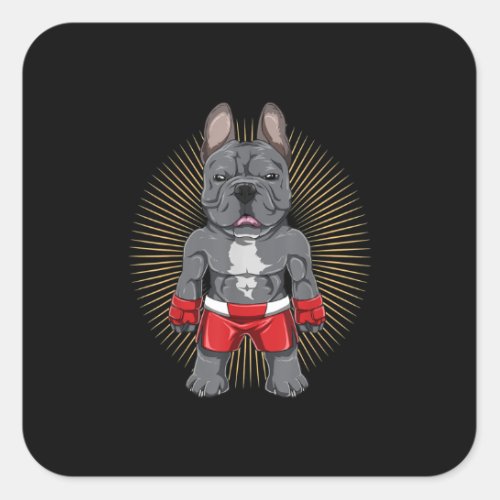 Dog Lover  Brave French Bulldog Fighter Square Sticker