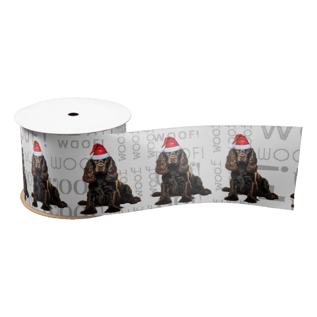 Dog Lover Brown Cocker Spaniel Dog Christmas Satin Ribbon (Spool)