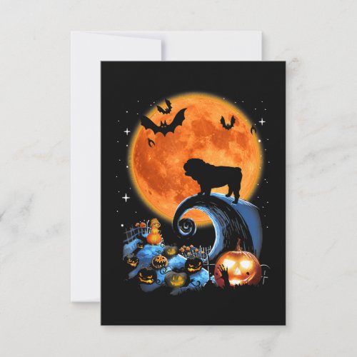 Dog Lover  Bulldog Moon Pumpkin Halloween RSVP Card