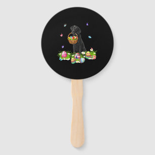 Dog Lover Bunny Black Labrador Dog & Easter Eggs Hand Fan