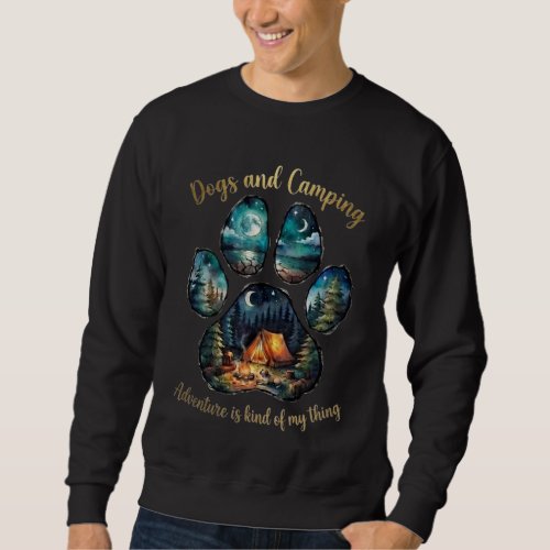 Dog Lover Camping Paw Print Graphic Sweatshirt