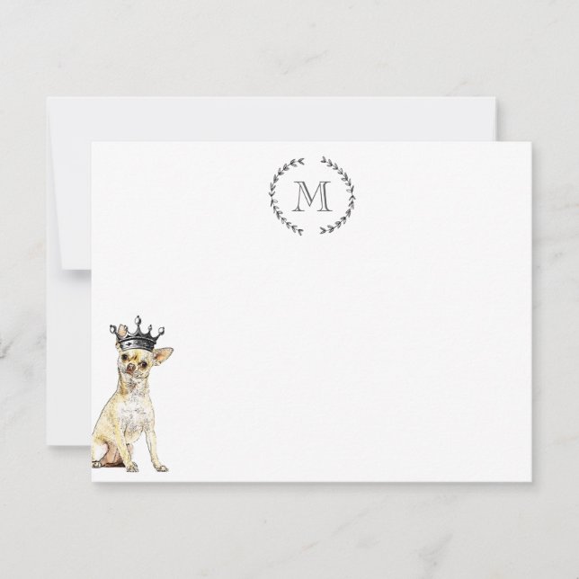 Dog Lover Chihuahua Personalized Royal Note Card (Front)