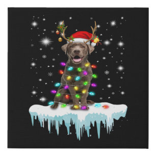 Dog Lover   Chocolate Labrador Christmas Light Faux Canvas Print