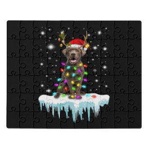Dog Lover   Chocolate Labrador Christmas Light Jigsaw Puzzle
