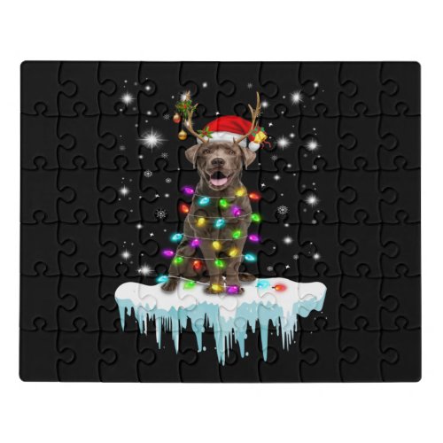 Dog Lover  Chocolate Labrador Christmas Light Jigsaw Puzzle