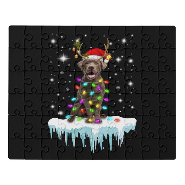 Dog Lover | Chocolate Labrador Christmas Light Jigsaw Puzzle (Puzzle Horizontal)