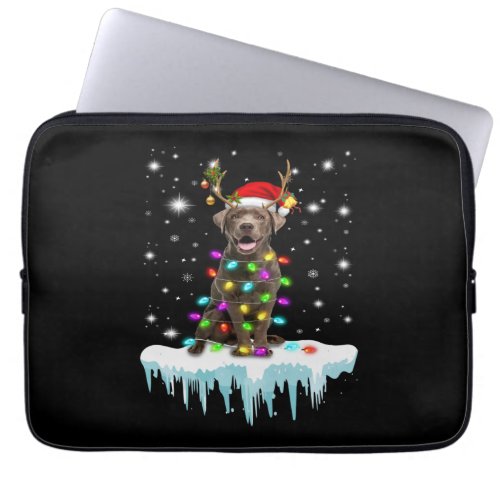 Dog Lover  Chocolate Labrador Christmas Light Laptop Sleeve