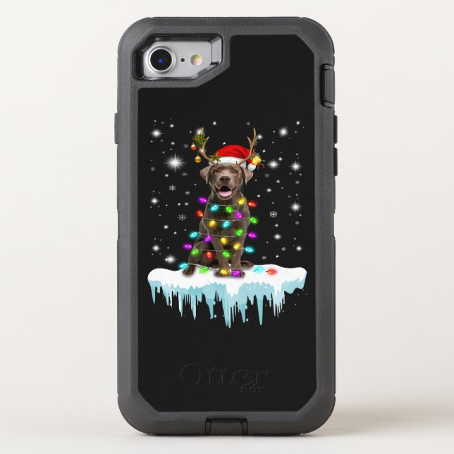 Dog Lover | Chocolate Labrador Christmas Light Otterbox iPhone Case (Back)