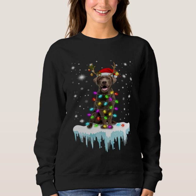Dog Lover | Chocolate Labrador Christmas Light Sweatshirt (Front)